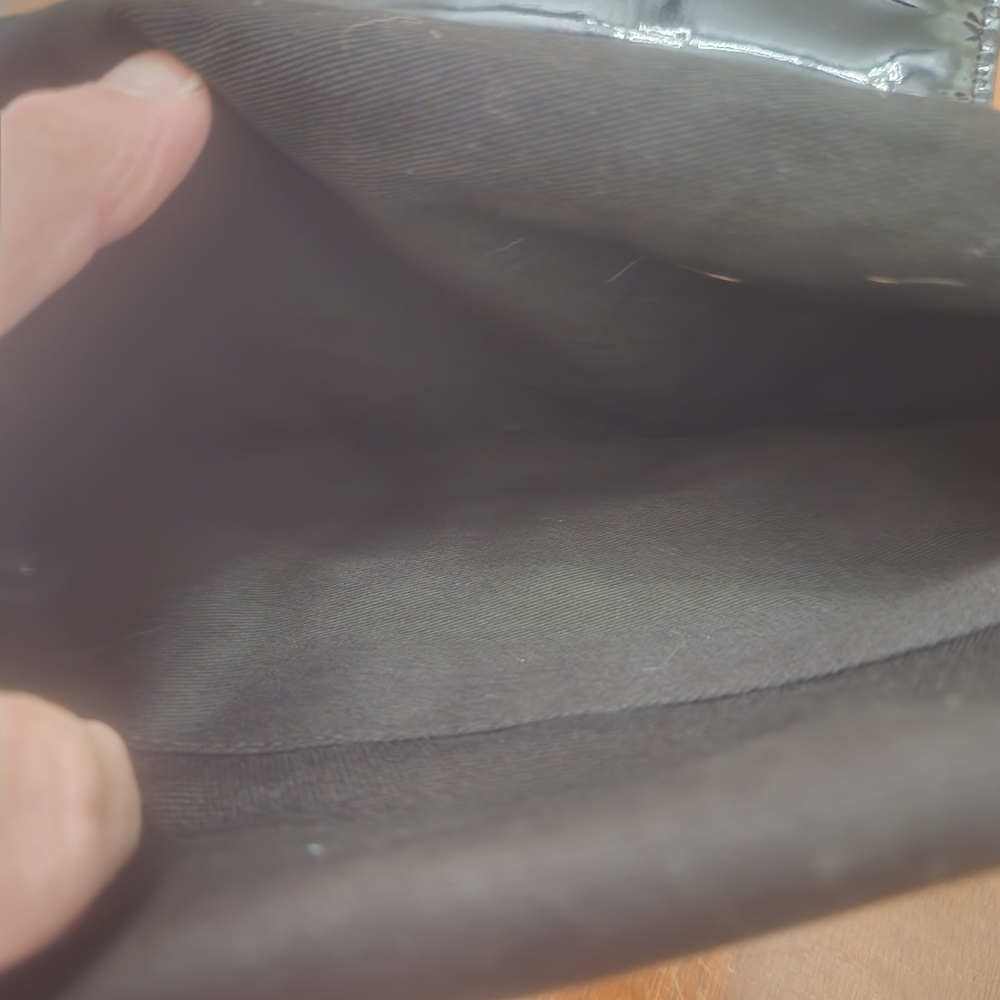White House Black Market Black Clutch with Patent Trim - Picture 5 of 8